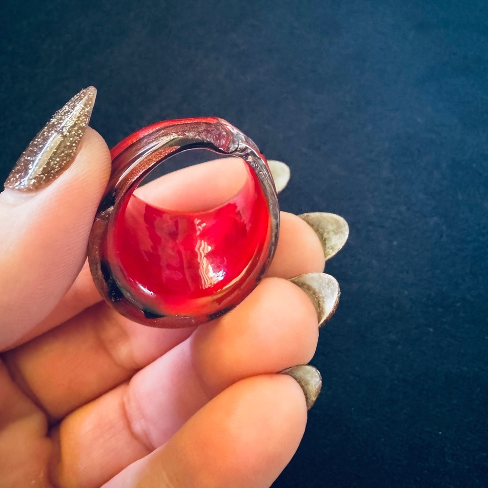🔸 Vibrant Abstract Murano Glass Vintage Ring 🔸 - Picture 5 of 6